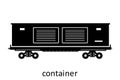 railway carriage of boxcar with name. Cargo Freight Forwarding Transport. Vector illustration Side View Isolated