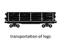 railway carriage of logs transportation with name. Cargo Freight Forwarding Transport. Vector illustration Side View Isolated Royalty Free Stock Photo