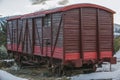 Railway carriage snow during the daytime