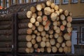 Railway cars loaded timber