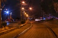 Railway citylights street night Royalty Free Stock Photo