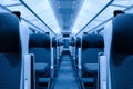 Railway coach interior, monochromatic