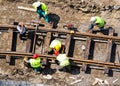 Railway construction high angle view