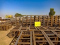railway construction site iron structure building up on site in India January 2020 Royalty Free Stock Photo