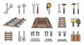 Railway Construction Tools and Components Vector Set Royalty Free Stock Photo