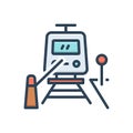 Color illustration icon for Railway Crossing, train and barrier