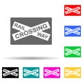 railway crossing multi color style icon. Simple glyph, flat vector of railway warnings icons for ui and ux, website or mobile Royalty Free Stock Photo