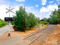 Railway and crossing sign light Royalty Free Stock Photo