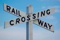Railway crossing sign in white