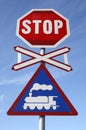 Railway crossing stop sign