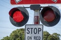 Railway Crossing Stop Sign Red Royalty Free Stock Photo