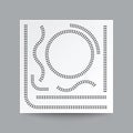 Railway curve, straight, circle, arc, collection set, illustration vector blank white square paper on transparent and real shadow.