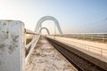 Railway along the bridge