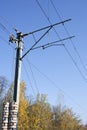 Railway electrified pole Royalty Free Stock Photo