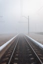 Railway in fog Royalty Free Stock Photo