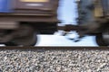 Railway freight carriages pass blurred in motion effect Royalty Free Stock Photo