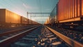 Railway Freight Perspective: Industrial Cargo Transport Infrastructure at Work Royalty Free Stock Photo