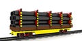 Railway freight wagon, transportation steel pipes