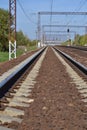 Railway goes into the distance. Sunny day. Many ways. Moscow region. Russia Royalty Free Stock Photo