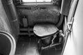 Toilet in the old train. Details of the interior of the railway car.