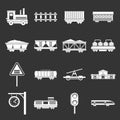 Railway icons set grey vector