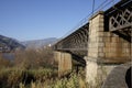 Railway iron bridge at granjao Royalty Free Stock Photo