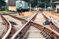 Railway junction interchange point for train routes Royalty Free Stock Photo