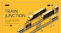 Railway junction isometric vector website template