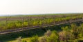 Railway in Kazakhstan steppe in spring Royalty Free Stock Photo