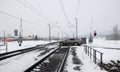 Railway and level crossing Royalty Free Stock Photo