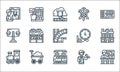 railway line icons. linear set. quality vector line set such as cafe, subway, steam locomotive, technician, trolley, traffic Royalty Free Stock Photo