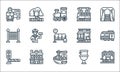 railway line icons. linear set. quality vector line set such as freight wagon, instant noodles, traffic barriers, toilet, train Royalty Free Stock Photo