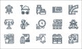 railway line icons. linear set. quality vector line set such as scanning, bell, check in, railways, train station, traffic lights