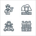railway line icons. linear set. quality vector line set such as train station, traffic, tunnel Royalty Free Stock Photo