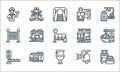 railway line icons. linear set. quality vector line set such as travel luggage, toilet, traffic barriers, bell, train cargo, Royalty Free Stock Photo