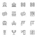 Railway line icons set