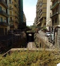 Railway line inside the city of Catania