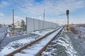 Snowy Tracks Beside Sound Barrier in Dugo Selo, Croatia