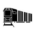 Railway logistics, train, cargo icon, vector illustration, sign on isolated background