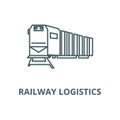 Railway logistics,train,cargo vector line icon, linear concept, outline sign, symbol