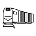 Railway logistics,train,cargo vector line icon, sign, illustration on background, editable strokes