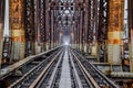 Railway on Long Bien Bridge in Hanoi, Vietnam, It was originally called Paul Doumer Bridge