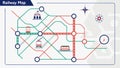 Railway map city metro, public transport and urban navigation vector design Generative AI