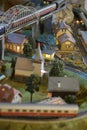 Railway model with locomotive and landscape details Royalty Free Stock Photo