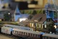 Railway model with locomotive and landscape details Royalty Free Stock Photo