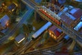 Railway model with locomotive, wagons and landscape Royalty Free Stock Photo