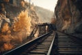 Railway mountains. Generate Ai Royalty Free Stock Photo