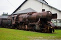 Rusting steam locomotive at Museum of Slovenian Railway Ljubljana, Slovenia