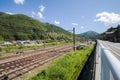 The railway in Narai is a small town and the old town in Nagano , Japan.