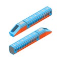 Railway Passenger Train Isometric View. Vector